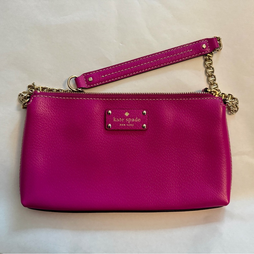 Kate Spade New York Pink Leather Shoulder Bag Chain Strap Clutch
